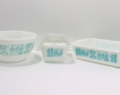 Vintage Set of Pyrex Butterprint Casserole Dishes and Bowl 402, 502, 503