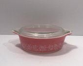 Vintage Pyrex Pink Gooseberry 1 Pint Covered Casserole Dish 471