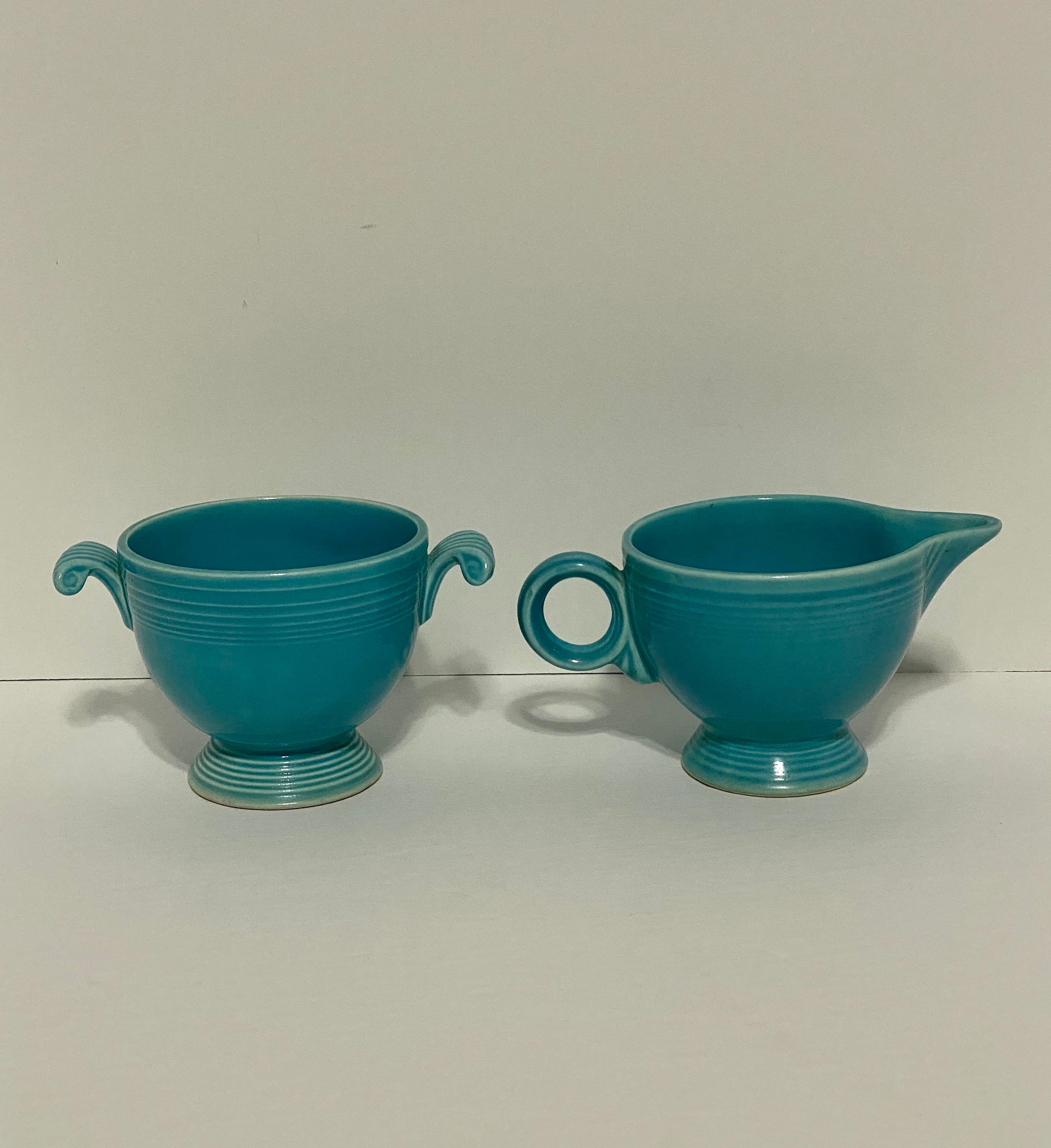 Vintage Fiestaware Sugar Bowl & Ring Handled Creamer Set in Etsy