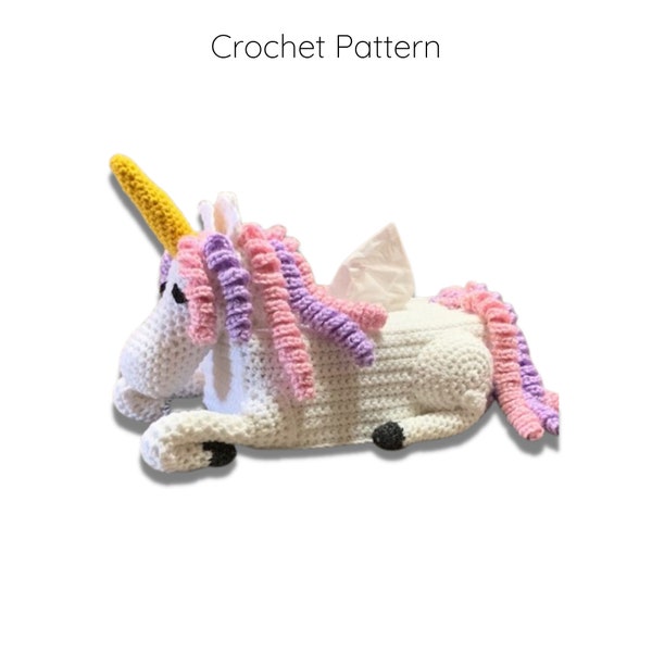 Crochet Pattern, Tissue Box Cover, Unicorn Tissue Box Pattern, Crochet Tissue Cover Pattern