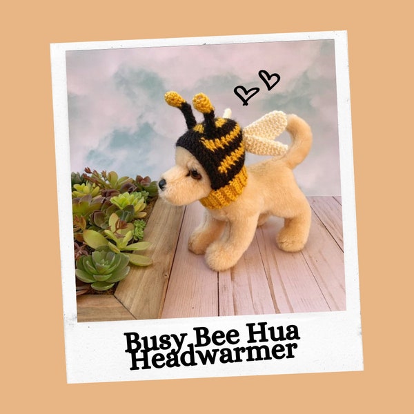 Crochet Pattern, Busy Bee Hua Headwarmer, Chihuahua Hat, Small Dog Hat,