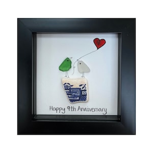 9th Wedding Anniversary Pebble Art, Pottery theme for 9th Wedding Anniversary, Wedding Anniversary Pebble art, 9th Anniversary Gift, Ceramic