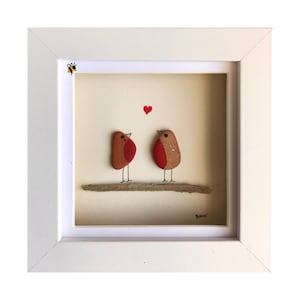 Pebble Art Robins, Anniversary Gift, Robin Gift, Robins Appear when loved ones are near, Gift for the couple, Romantic Gift, Personalised