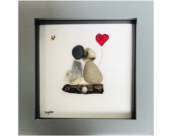30th Wedding Anniversary Gift, Pearl Wedding Pebble Art, Anniversary Pebble Art, Couples Gift, Personalised Anniversary Pebble Art Gift