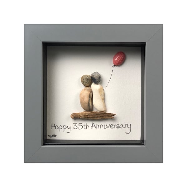 Coral pebble art anniversary gift, 35th anniversary gift, Coral wedding anniversary, 35th wedding anniversary, gift for couples, coral gift