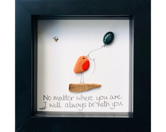 Robin memorial gift, Pebble art memorial gift, loved ones gift, loving memory gift, robins appear when loved ones are near, pebble art gift
