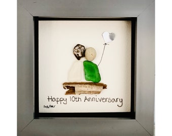 Tin (10th) Anniversary Gift, Tin Wedding Anniversary, Tin Aluminium Anniversary Pebble Art, Couples Gift, Couple 10th Anniversary Picture