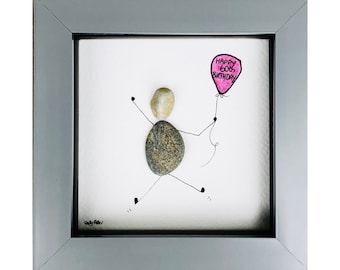 Pebble art birthday gift, Personal birthday gift, Birthday pebble art, Framed pebble art, Special birthday pebble art, Celebration birthday,