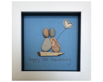 Lace wedding anniversary/13th Anniversary Picture/Pebble art gift/ 39th/13th Anniversary/Lace Anniversary/Lace Anniversary Gift, Parent Gift