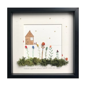 Robins appear when loved ones are near, Robin frame, Pebble art frame, Memory frame, Bereavement gift, Thinking of you, Robin watercolour