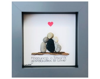 Gift for Granny, Grandparents gift, Grandma and Grandpa Gift, Gift for Grandpa, Nana Grandad Pebble Art, Grandparents Pebble Art Frame, Nana