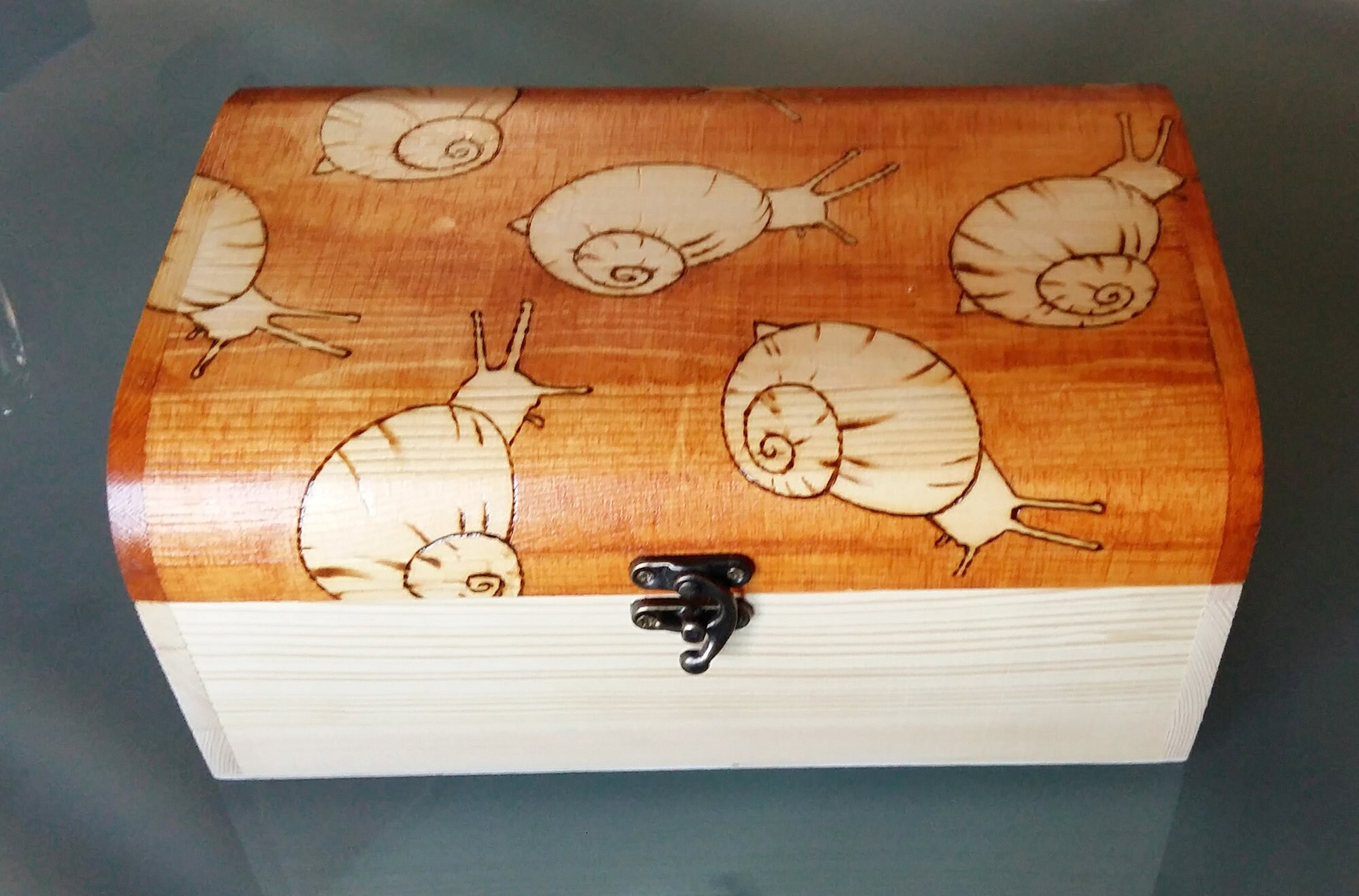 Box with snails jewelry boxes wooden painted and Etsy