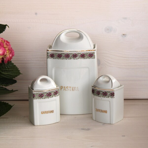 Set di barattoli vintage in ceramica per pastina e spezie