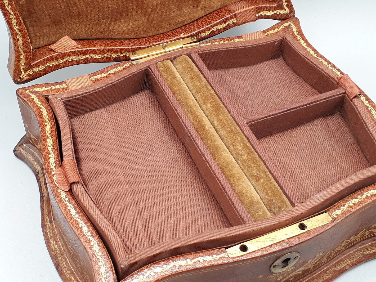 Rare Leather Jewelry Box With Goldetched Decorations Made by Etsy