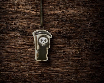 Grim Reaper Clay Pendant