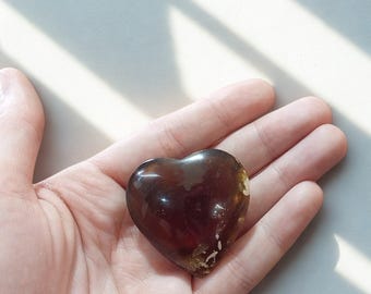 Amber Carved Heart