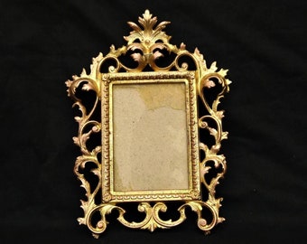 antique cast metal copper photo frame victorian picture frame large wall frame rococo frame ornate cast coppered and gilded frame stamped