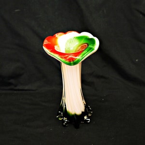 Murano vase lily vase vintage art glass vase hand blown vase  white  green red  vase calla glass vase retro Venetian vase