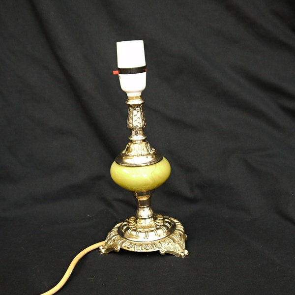 Französische Lampensockel verzierten Lampe viktorianischen Stil Silber und Harz grün Onyx Marmor Lampe alte Lampe verzierten geprägten Mustern an den Füssen