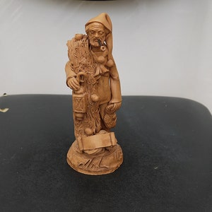 vintage hand made sculpture fisherman sculpture art clay old man terracotta statue terracotta signed sculpture hand carving people  art