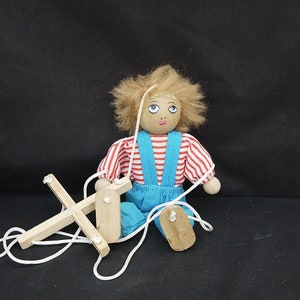 vintage puppet hand puppet wooden puppet moving  wood doll hand puppet on strings children&#39;s theater