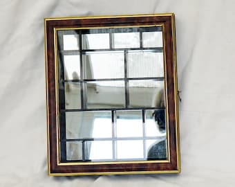 Vitrine murale en bois et miroir, vitrine vintage suspendue au mur, collectionneurs miniatures, couvercle en verre, boîtier en miroir