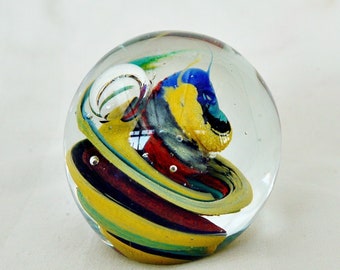 hand blown paperweight vintage art paperweight ball swirl  colourful collect glass ball paperweight office decor 3d glass paperweight
