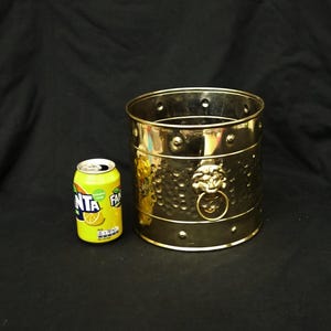 large brass planter vintage brass flower pot ornate lions head  handle brass planter indoors or outdoors container Victorian French style
