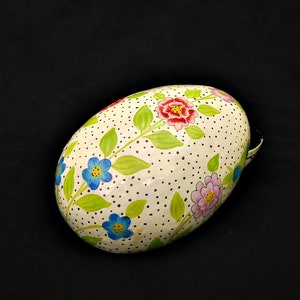 paper mache Kashmir egg jewellery box trinket box large egg India handicraft trinket box boho  paper mache art trinket box hand painted egg