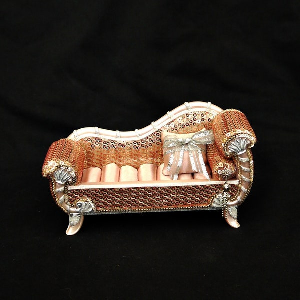 jewellery box display stand shaped chaise longue jewelry holder jewellery organiser box ring display ring sequins vanity decor vintage style