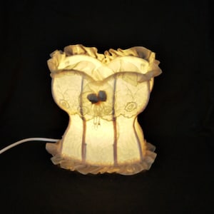 vintage torso female lamp lace shade table or hanging lamp covered lace and satin ruffles handcrafted lamp schaby chic lamp Boudoir lamp