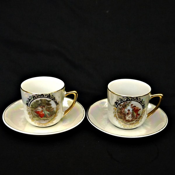 German bone china tea cup and saucer espresso vintage lustre pearl set duo coffee cup and saucer porcelain small tea cup and saucer