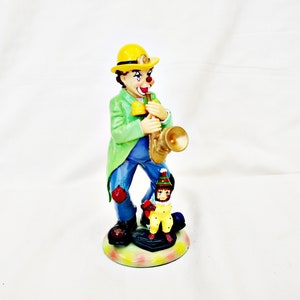 figurine clown vintage statue circus clown The Jazz Clown by Regency Fine Arts with original box resin figure clown with monkey musican