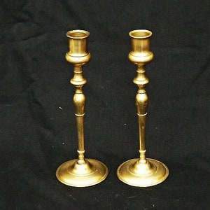 brass set candle holders vintage pair candlesticks Victorian or French style candle holders 2 x high candlesticks circle shaped ornate