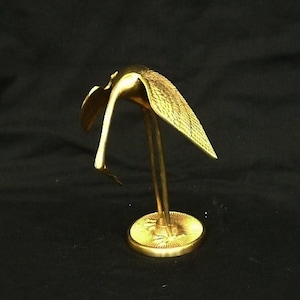 vintage brass bird crane brass statue crane figurine bird crane brass ornament gold bird large bird crane
