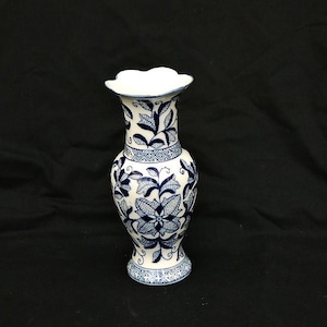 blue and white vase vintage large hand painted blue vase Chinese vase ceramic vase high  ornate