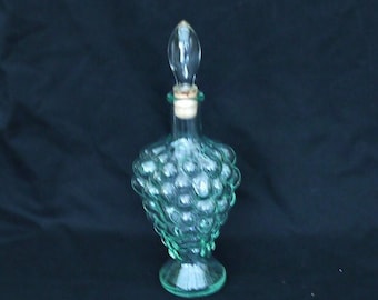 Vintage Empoli Glass Decanter: Italian Grape Carafe with Stopper