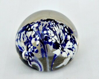 vintage glass paperweight hand blown paperweight glass blue and white art paperweight 3 d ball collect office accessories desk