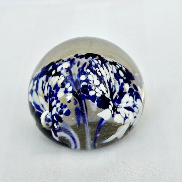 vintage glass paperweight hand blown paperweight glass blue and white art paperweight 3 d ball collect office accessories desk