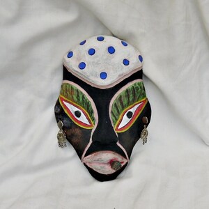 vintage wall hanging mask African man rasta style  hand made mask terracotta clay African tribal art mask souvenir mask wall hang