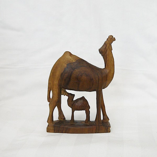 camellos tallados a mano estatua vintage madre de madera con camellos bebé escultura familia camellos estatua camellos tallados animales de madera hechos a mano