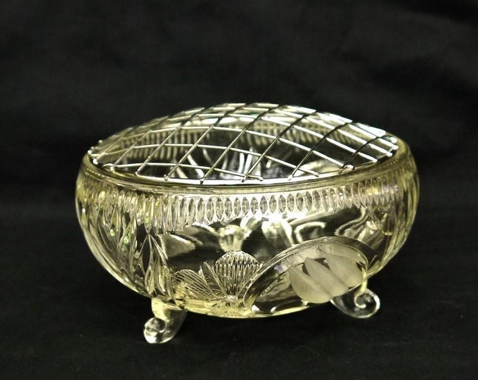 Vintage Cut Crystal Rose Bowl Vintage Large Rose Vase Boho Crystal