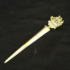abridor de cartas de latón vintage cuchillo de cartas de latón macizo abridor de estilo francés adornado Galleon 1558 barco abridor de cartas antiguo