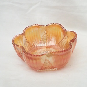 vintage carnival glass bowl or dish cut marigold shaped flower  bowl for sweets bowl server retro kitchen
