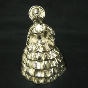 silver plate Victorian lady hand bell vintage solid brass lady bell old brass hand bell  heavy