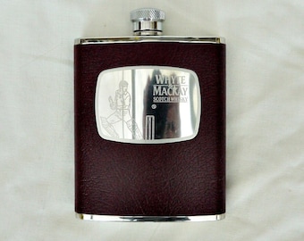 vintage Flachmann Howlithe & Mackay Scotch Whisky echtes Leder und Edelstahl 6 Unze braunes Leder bedeckt Taschenflasche