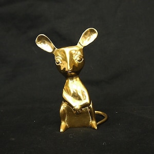 brass figurine mouse vintage brass statue mouse gold sweet mouse brass ornament collectors
