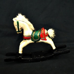 vintage hand carved wooden rocking horse small hand crafted rocking horse hand made and hand painted rocking horse doll horse