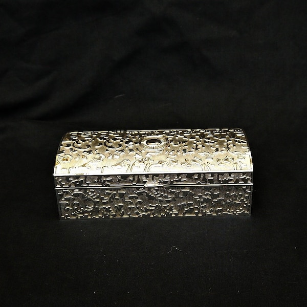 large silver jewelry box ornate embossed and sun solid casket box jewelry and rings box gift for  her vanity accessories