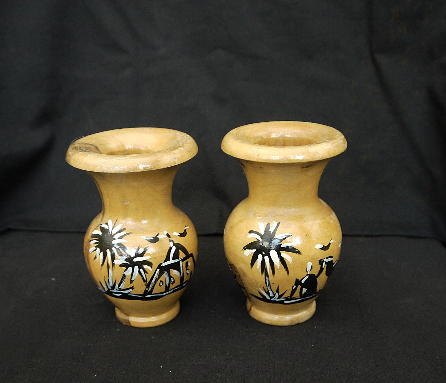 Wooden vase Vintage set African vases Hand painted vase 2 X Etsy